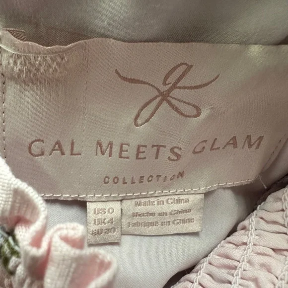 Gal Meets Glam Isabel Smocked Midi Dress Pink Blue Floral Print Size 0 - Picture 5 of 6